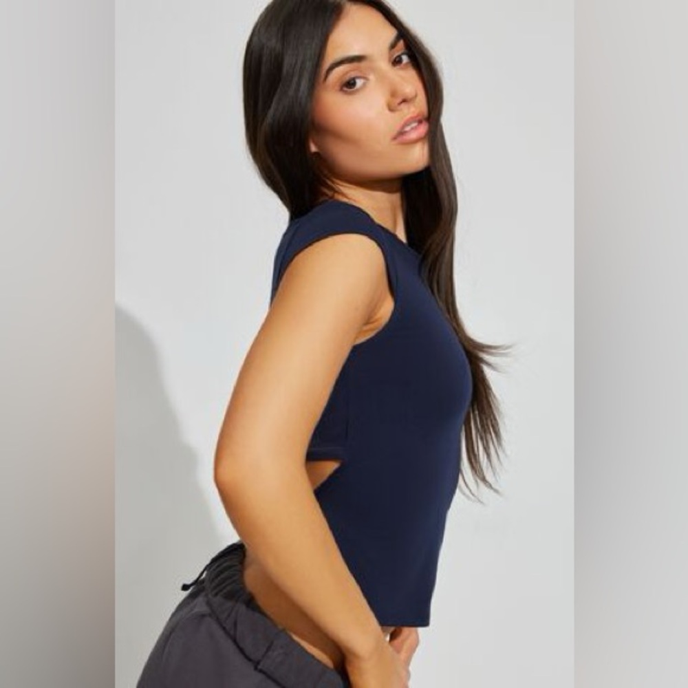 Cap Sleeve Apron Back Top from Garage